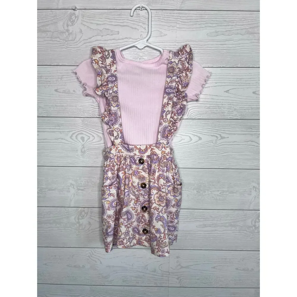 Wonder Nation Toddler Girls Pink Floral Paisley  Jumper Set Size 2T